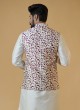 Thread Embroidered Silk Nehru Jacket Set For Wedding